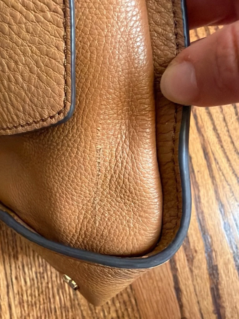 Tory Burch Tan Pebbled Leather Shoulder Satchel
